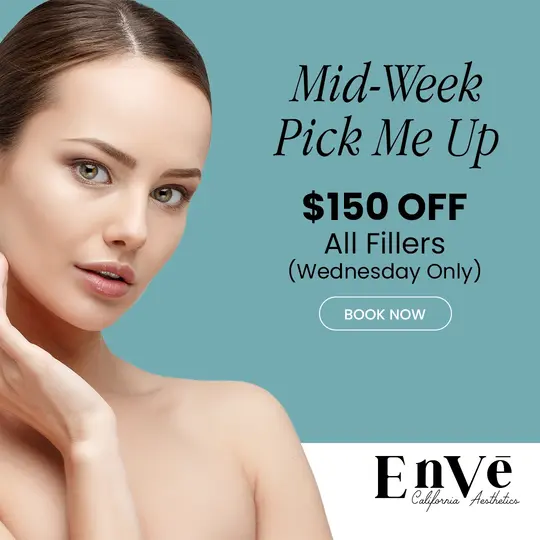 Enve August skincare event featuring facial treatments and beauty products