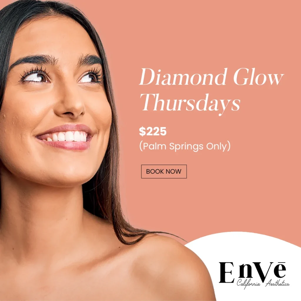 Diamond Glow facial promotion featuring skin exfoliation and rejuvenation offers in Palm Springs.