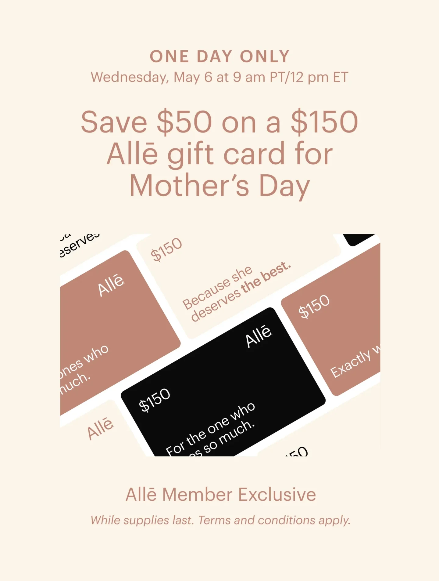 Mother's Day Allē: Save $50 on a $150 gift card for Allē Members at Enve California Aesthetics.